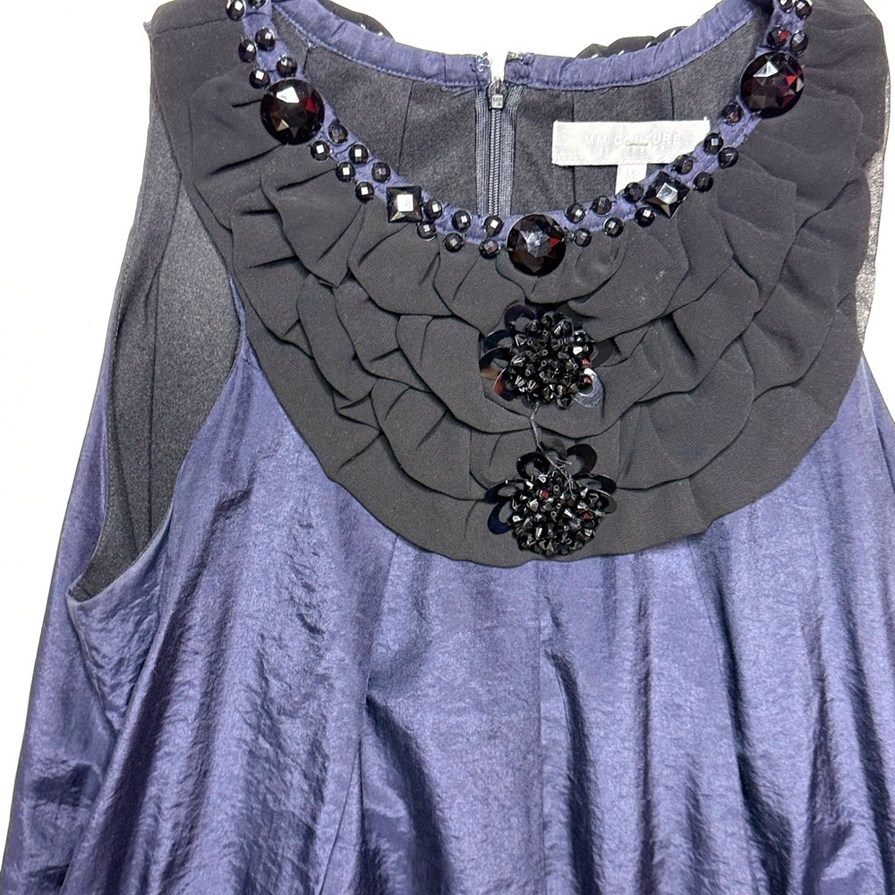 MM Couture by Miss Me Elegant Navy Sleeveless Dress with Black Accents Size M - Picture 4 of 7